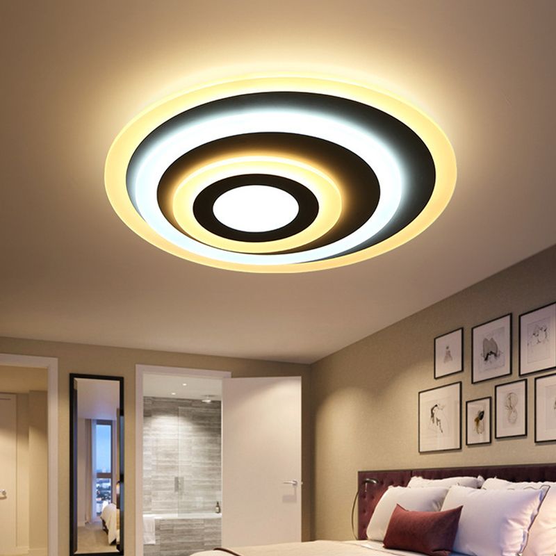 White Concentric Round Flushmount Simple 19.5"/31.5"/39" Wide LED Acrylic Flush Ceiling Light in Warm/White Light