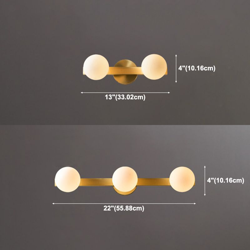 Copper 1-Light Ball Shade Wall Sconce Modern Style Mirror Wall Lighting in Brass