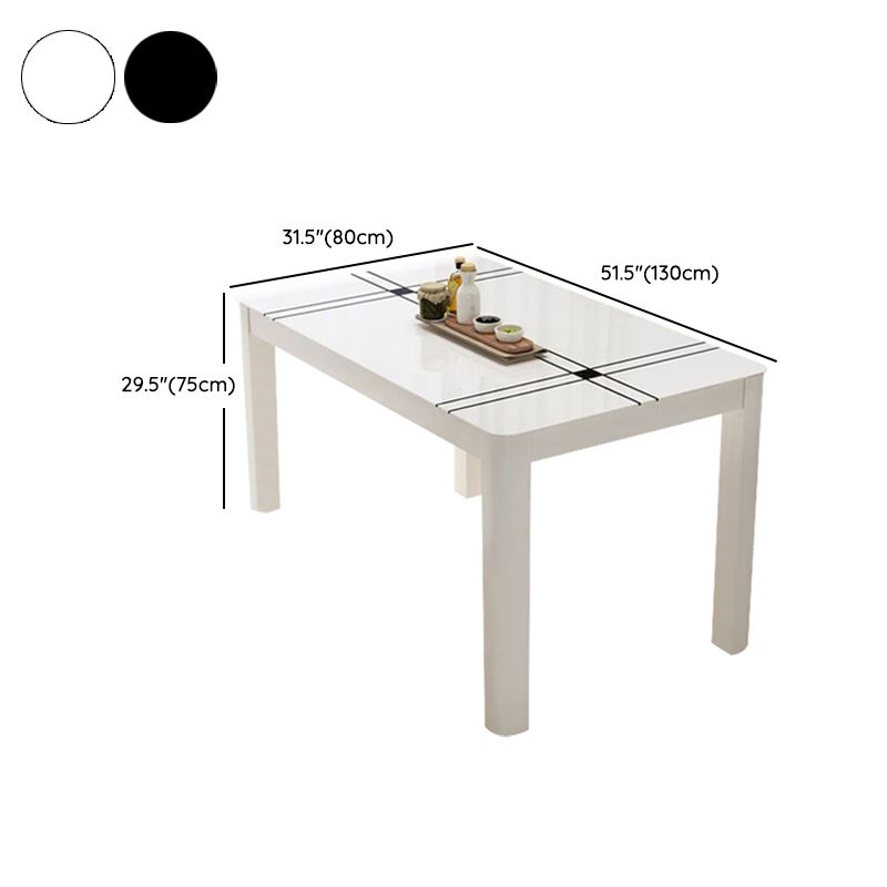 Modern Rectangular Dining Table Glass Tabletop for Living Room
