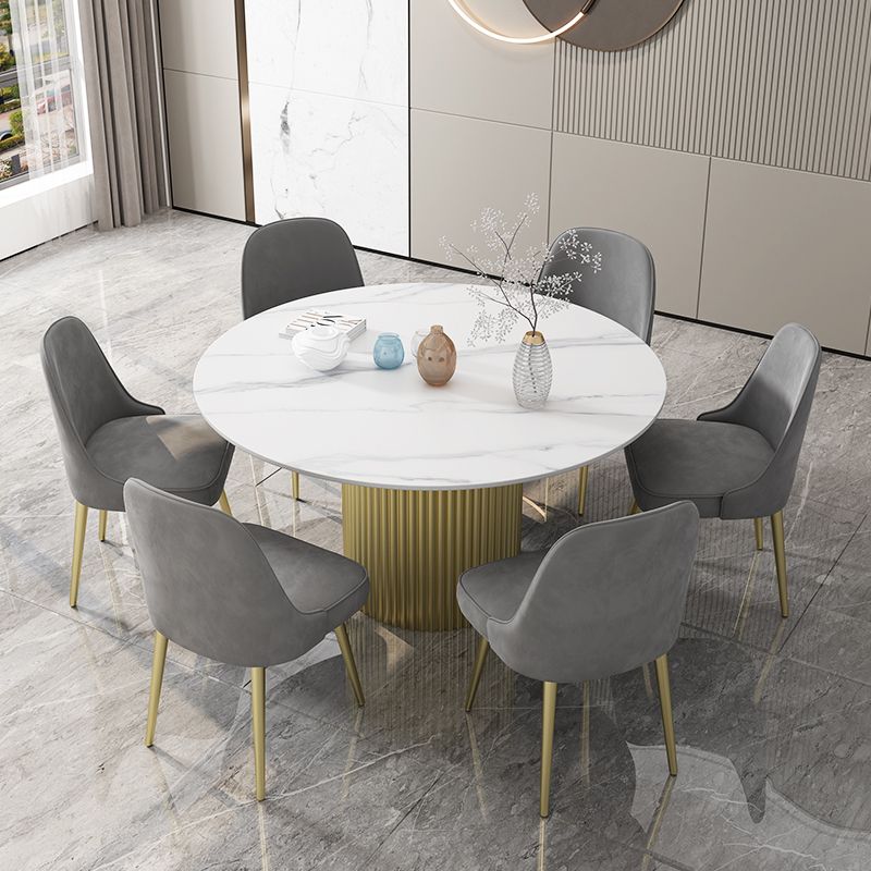 Glam 1/7 Pieces Dining Set Round Stone Dining Table for Dining Room