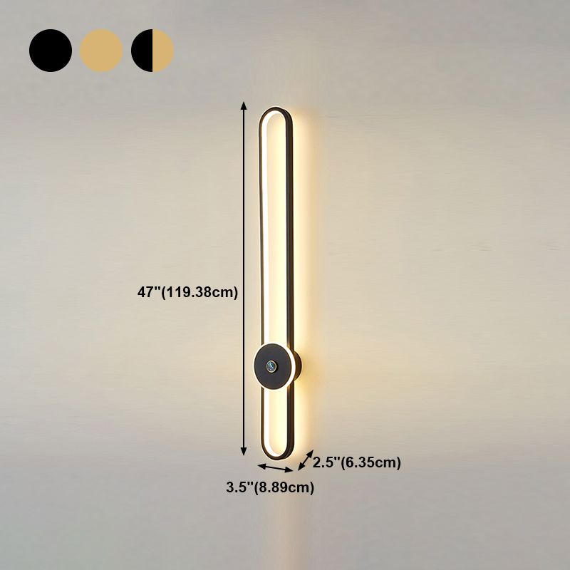 Metal Linear Shape Wall Light Modern Style 1-Light Wall Mount Light Fixture