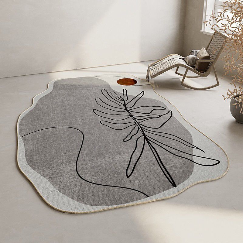 Fancy Modern Rug Color-Blocked Polyester Area Rug Non-Slip Backing Rug for Living Room