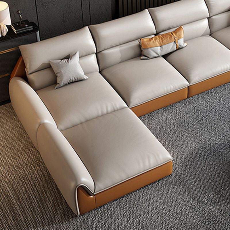 4-seater L-shape Sectional Sofa Leather Stain-resistant Sectional