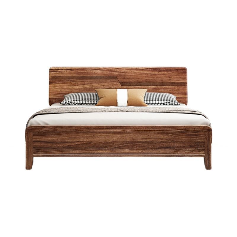 84.65 inch Wide Mid-century Bed Frame Pine Wood Panel Bed with Headboard