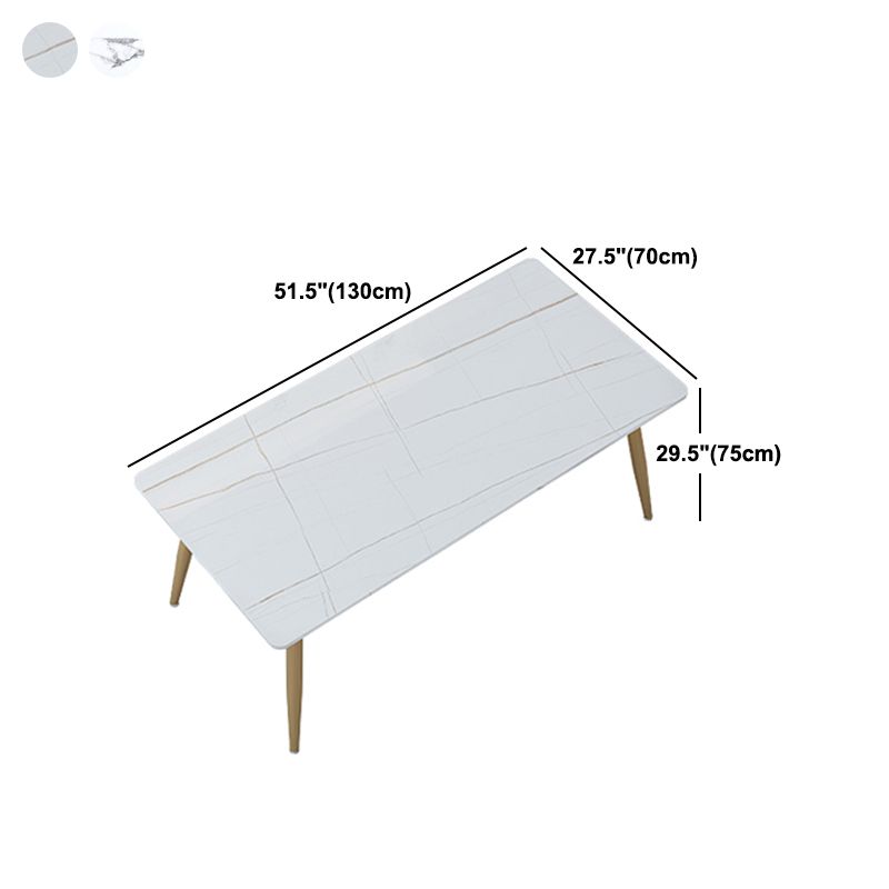 Traditional Luxury Dining Table Rectangle Stone Top White and Gold Table