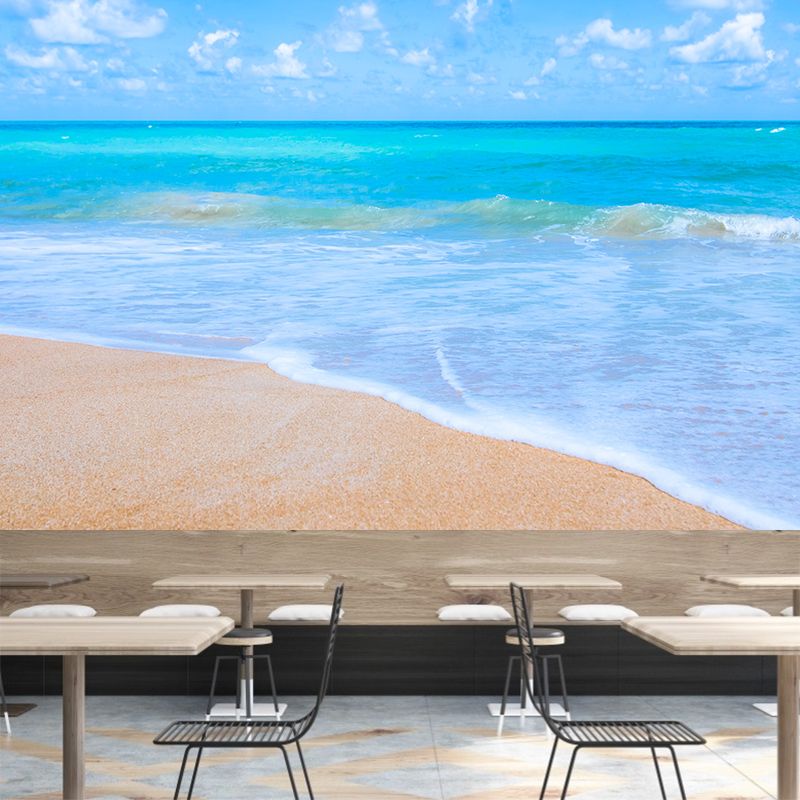 Sandy Beach Wall Decor for Living Room Blue Wall Covering Murals, Waterproofing
