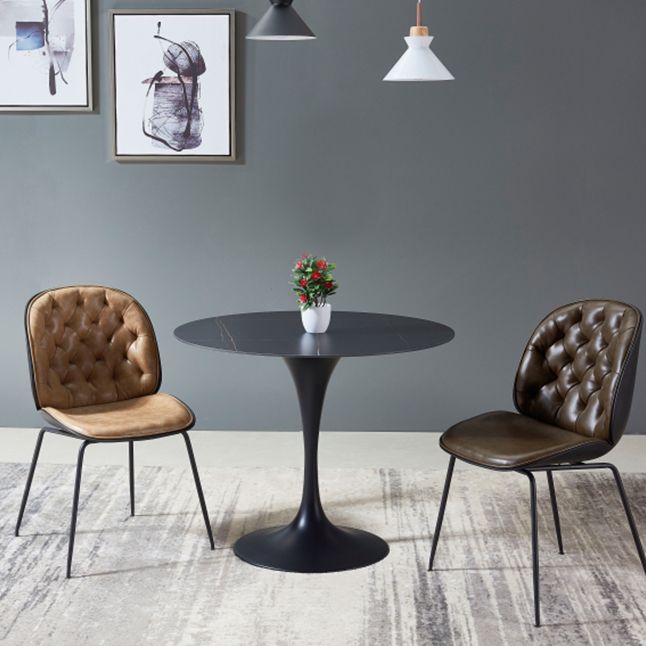Moderne ronde eettafel van gesinterde stenen tafel met tulponderstel voor thuisgebruik