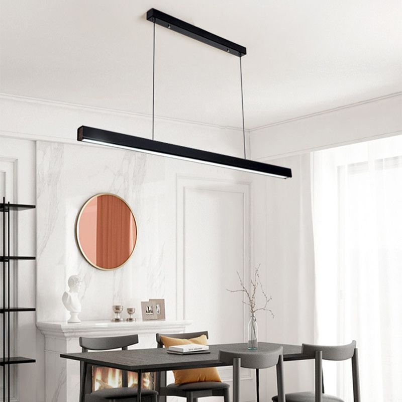 Nordic Pendant Light Modern Simple LED Long Strip Long Chandelier Lampe pour salle à manger