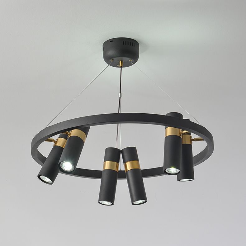 Multi Light Chandelier Metal Postmodern Black Pendant Lighting Fixtures for Bedroom