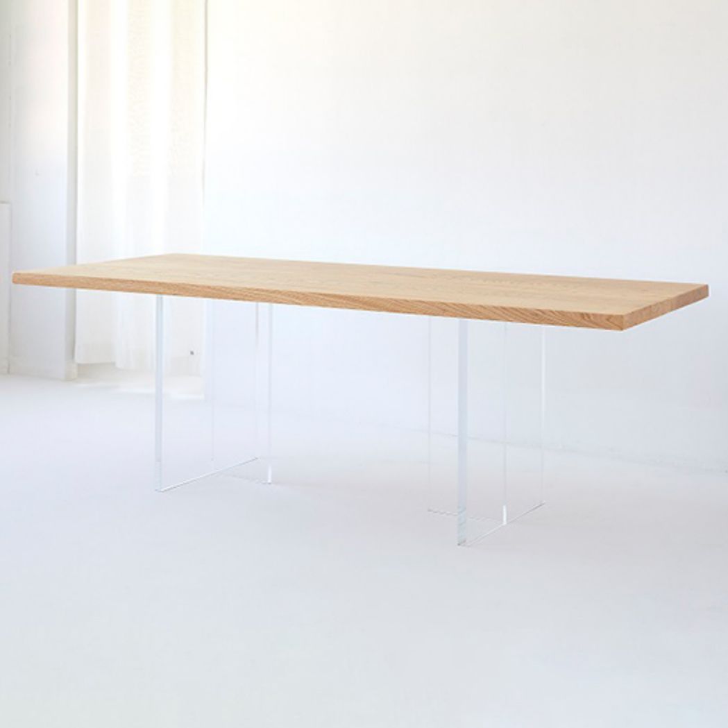 Pine Wood Top Dining Table Traditional Luxury Table with Sled Base