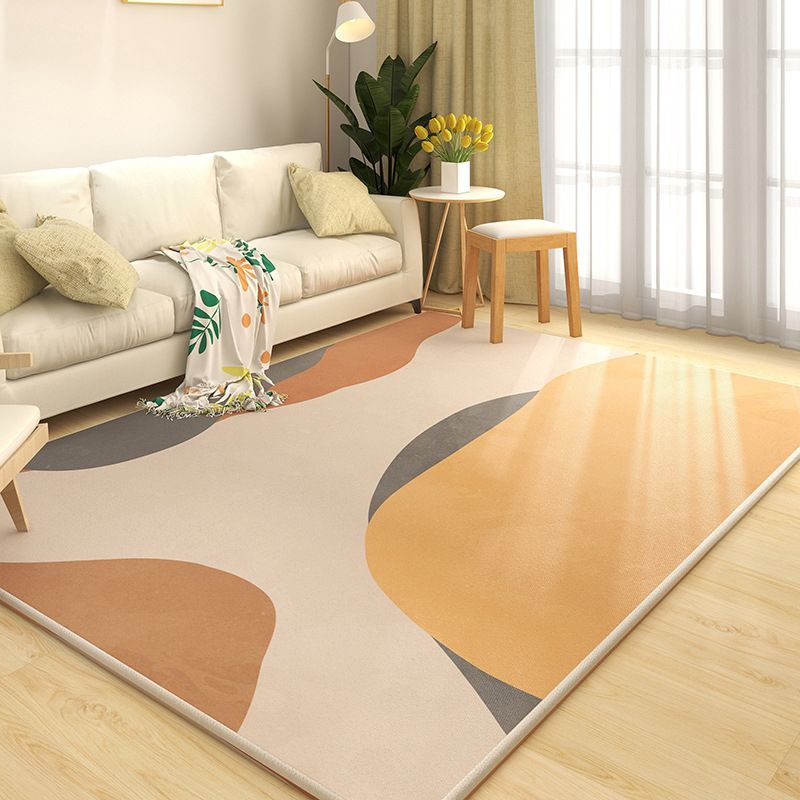 Orange Casual Carpet Polyester Contrast Color Carpet Washable Carpet for Living Room