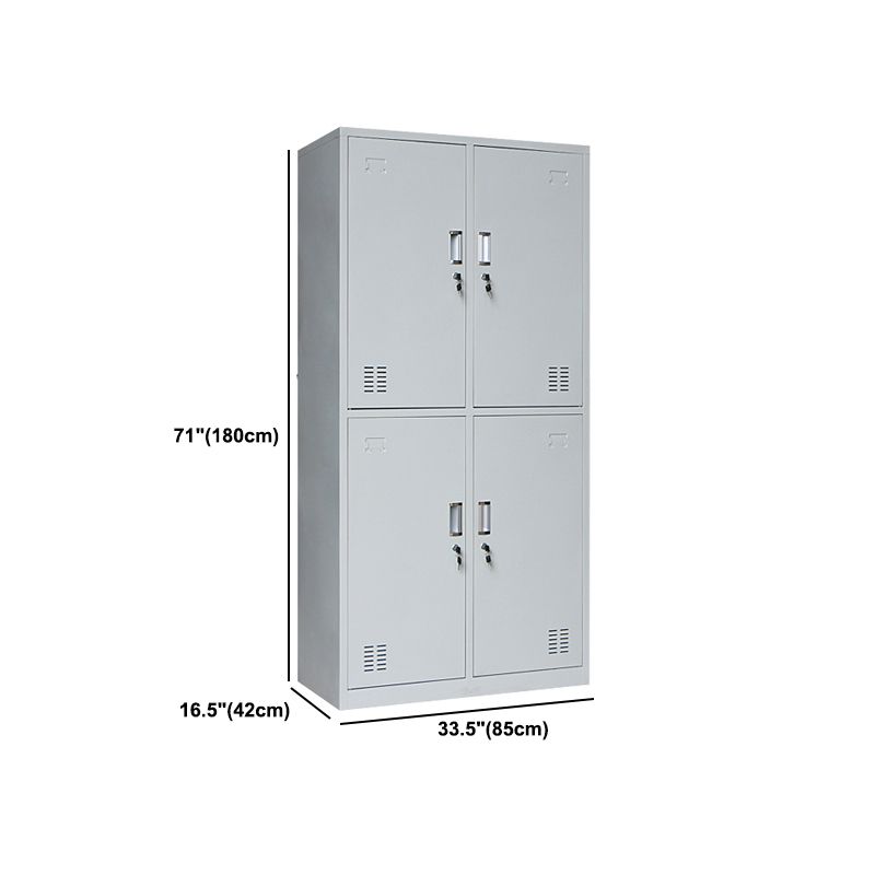 Gray Cabinet with Metal Door Modern Hinged Door Storage Cabinet for Home