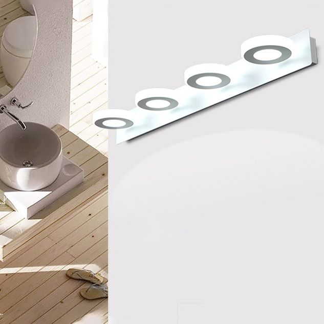 Round Shape Metal Wall Lighting Modern Multi Lights Mirror Wall Mounted Lighting in White