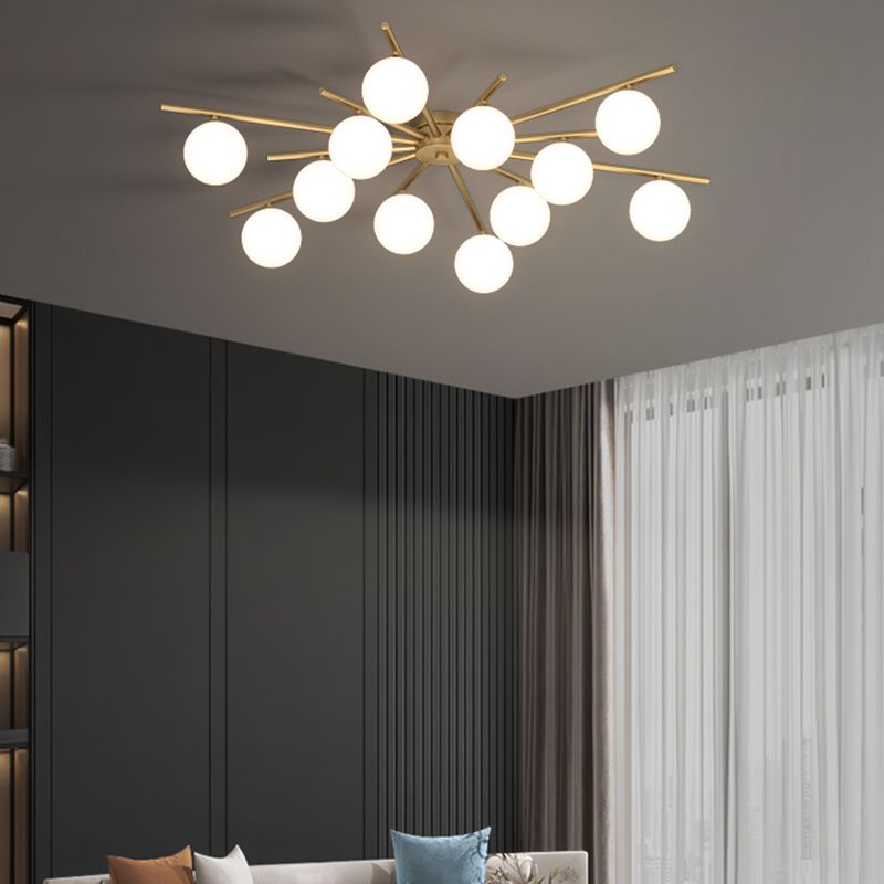 Lámpara empotrada Globe contemporánea, lámpara de techo empotrada de vidrio en oro