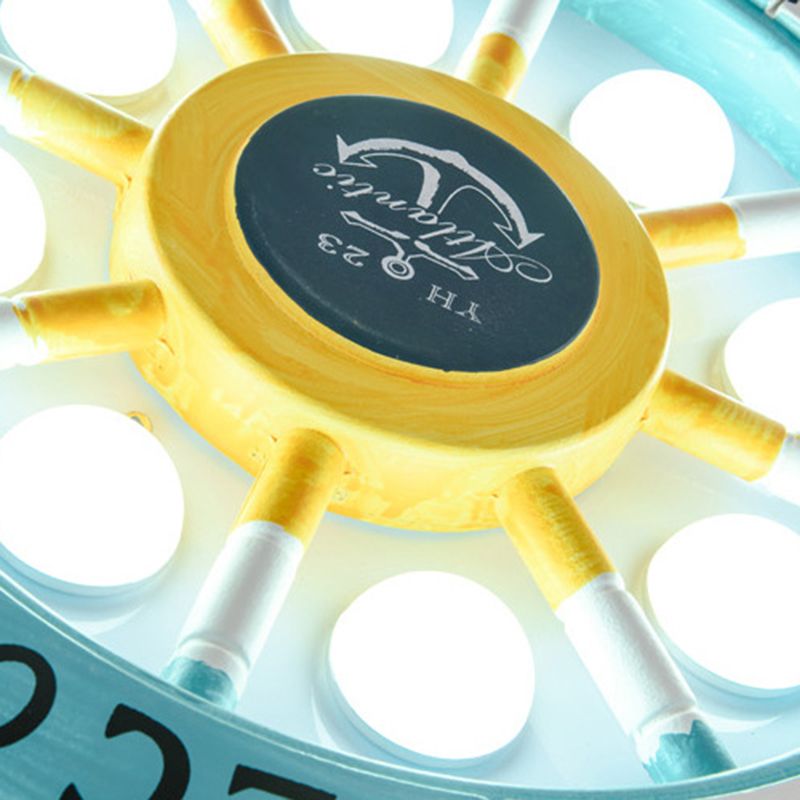 Salle des enfants Plafond Fixation de la lumière Creative Boy Bedroom Study Cartoon Pirate Ship Rudder Mediterranean Style LED LED