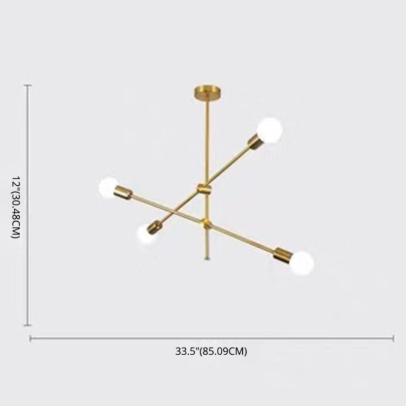 Linee geometriche lampadario in metallo creativo design a lampadina nuda dispositivo di illuminazione moderna in oro elettroplato