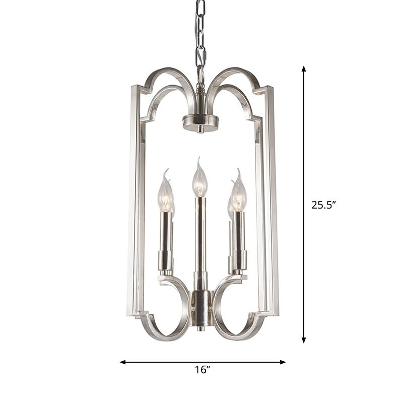5 Lights Metal Pendant Chandelier Classic Silver Candle Dining Room Hanging Ceiling Fixture