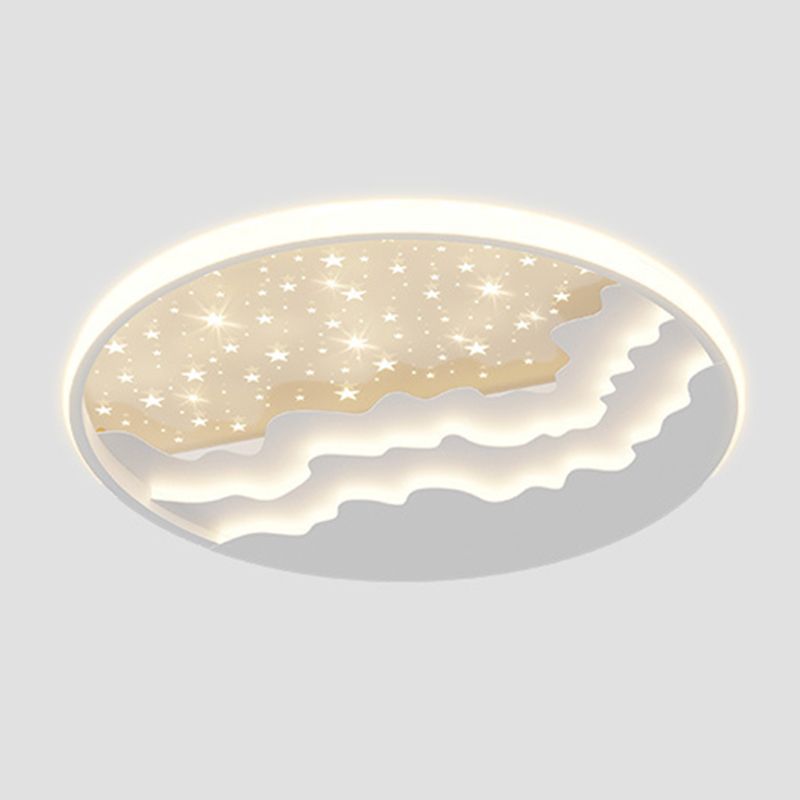 Round Flush Mount Light Modern LED Ceiling Light Fixture with Metal Shade for Bedroom