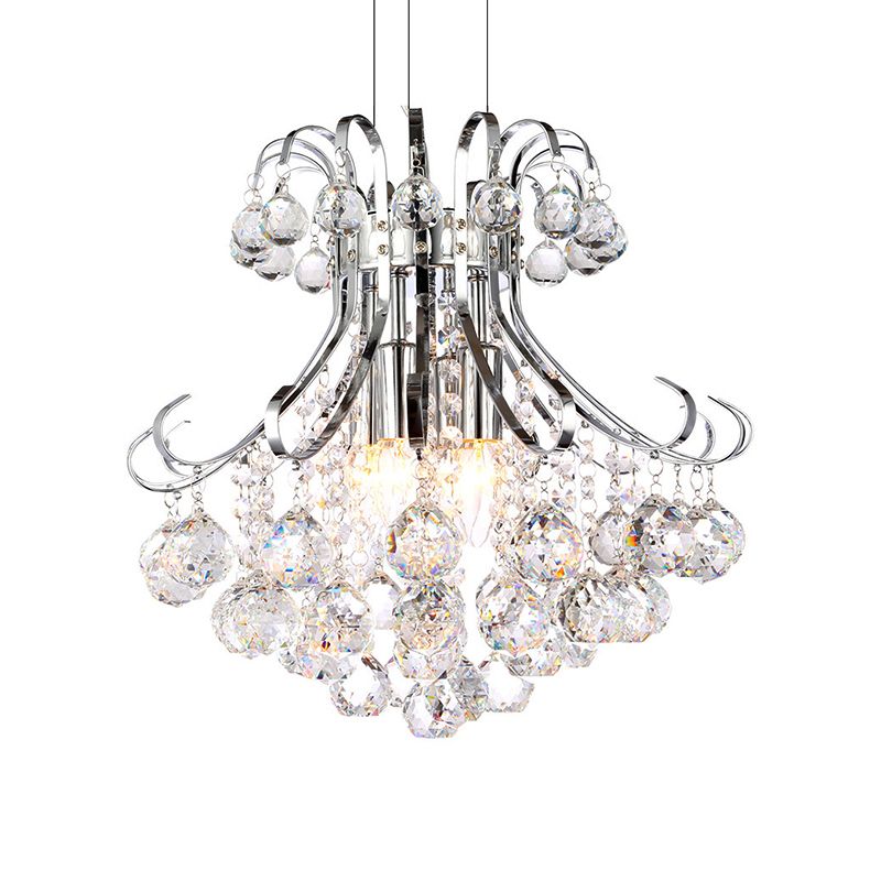 Flared Shape Crystal Chandelier Light Modern 3 Lights Clear/Red/Black Hanging Lamp Kit for Living Room