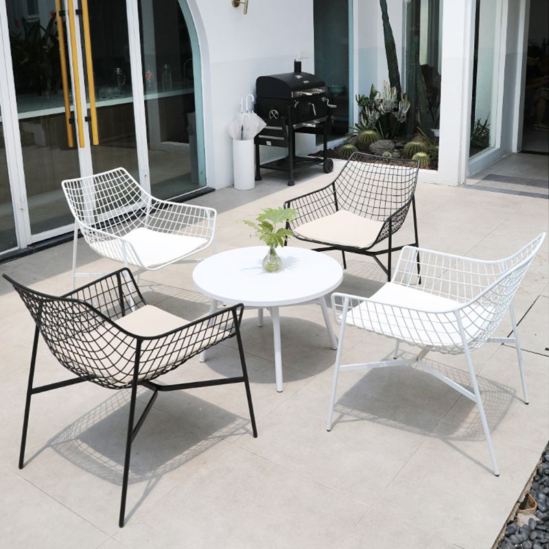 Industrial Metal Dining Armchair Water Resistant Armchair with Arm