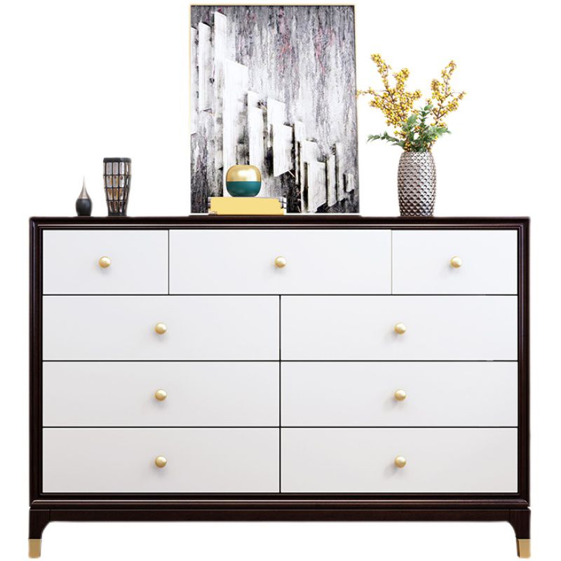 Modern Horizontal Double Dresser Solid Wood Storage Dresser for Bedroom