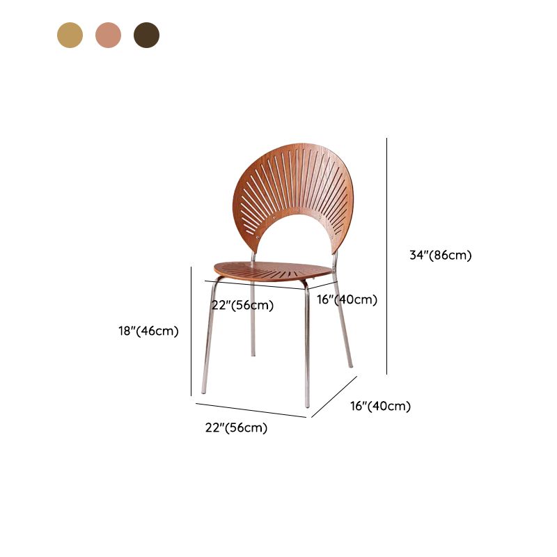 Metal Base Dining Chairs Industrial Style Open Back Armless Chair