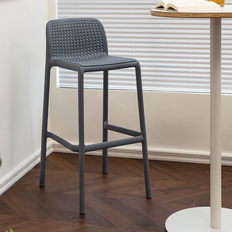 Contemporary Low Back Plastic Armless Bar Stool with Footrest