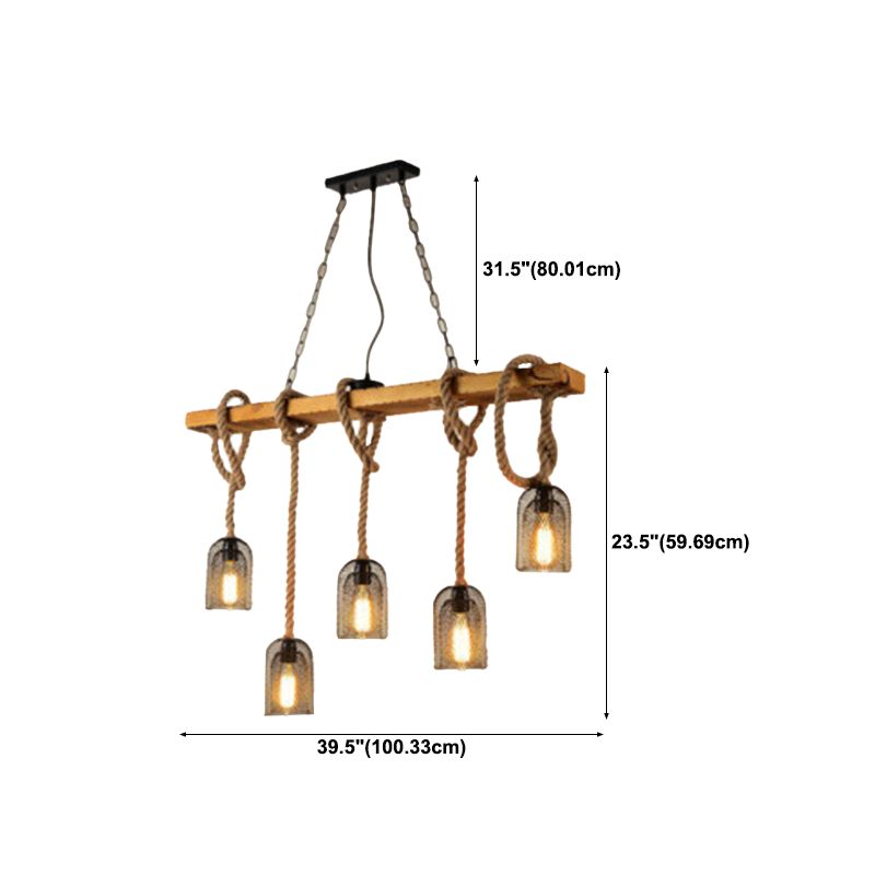 Industrial Wooden Island Light Household Hanging Lighting Fixture
