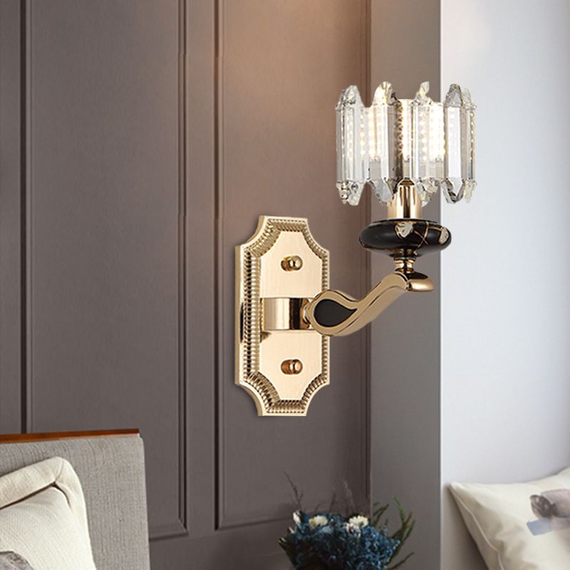 Cylindrical Bedroom Murce Galce Light Minimaliste Verre à facettes 1 Tête Gold Moup de montant Lampe