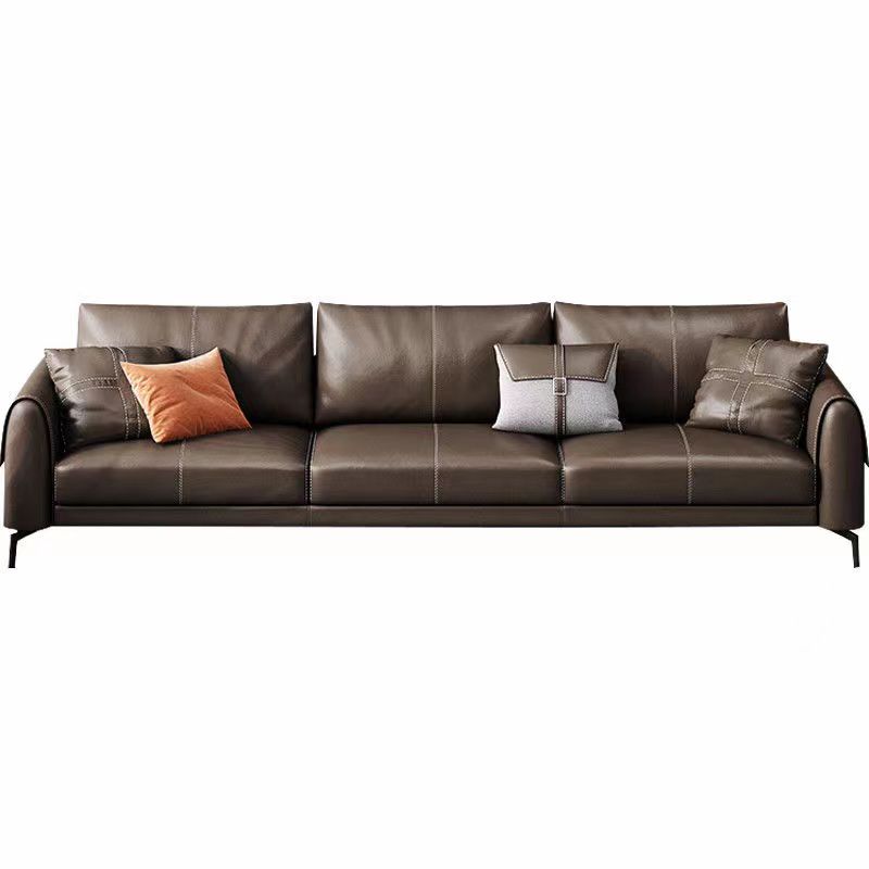Bonus Room Leather Sofa in Dark Brown Modern Loose Back Seating