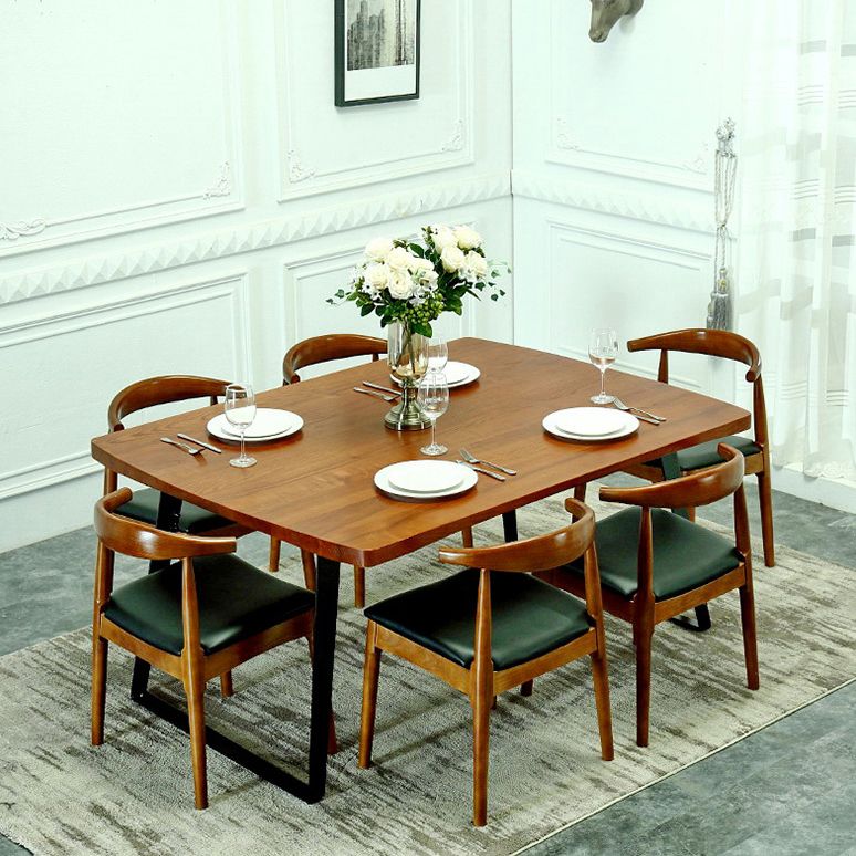 Rectangle Dining Table Pine Solid Wood Dining Table with Sled Base