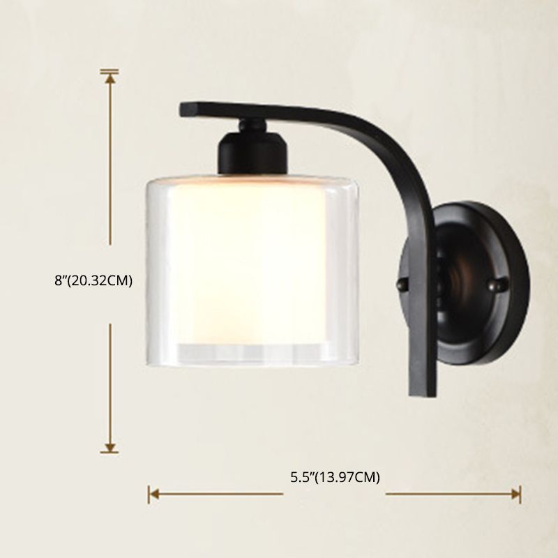 Cylinder Sconce Wall Light Nordic Minimalist Style Glass 1 Light Sconces for Living Room