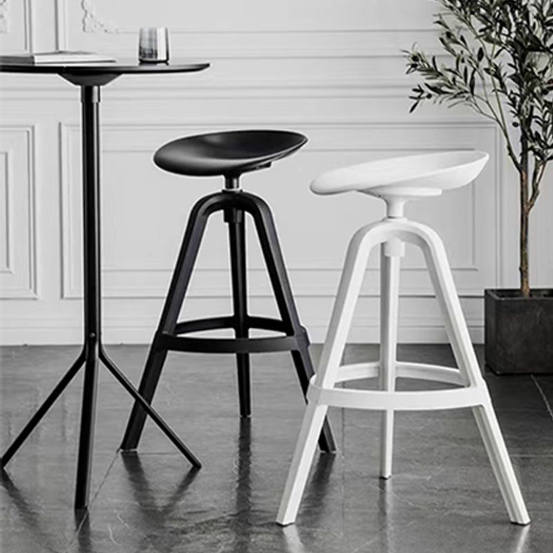 Scandinavian Swivel Bucket Bar Stool Plastic Armless Bar Stool with with 3 Legs