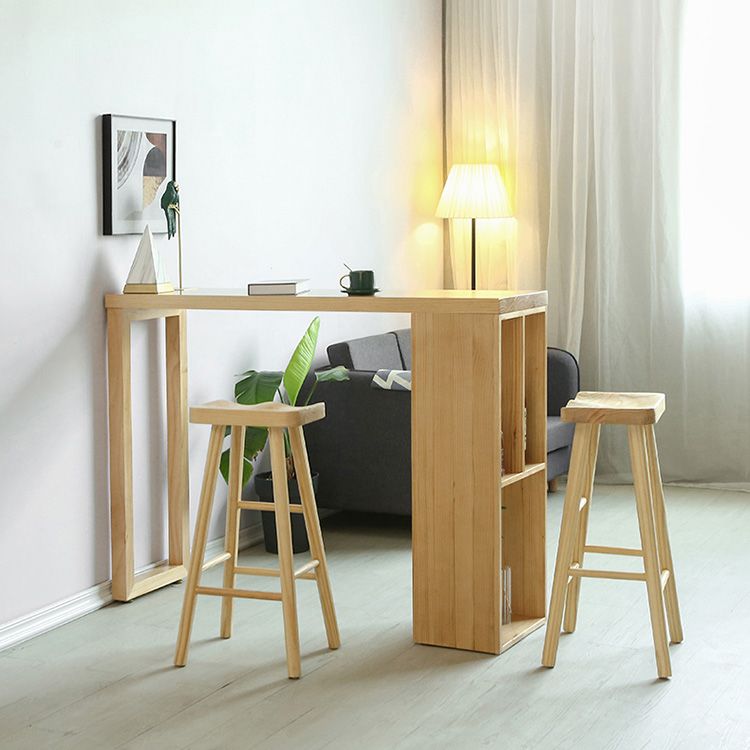 Modern Pine Solid Wood Bar Height Table Rectangle Bar Table for Living Room