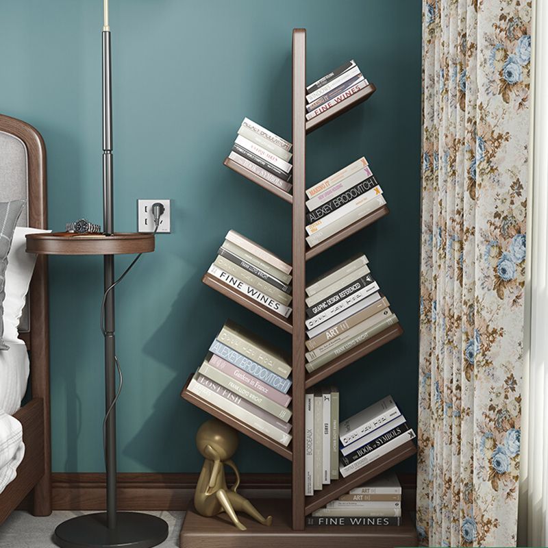 Industrial Wood Standard Kids Bookcase Open Shelf Bookshelf in Rubberwood