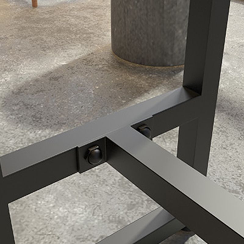 Industrial Metal Base Bar Table Black Iron Solid Wood Pub Table for Patio