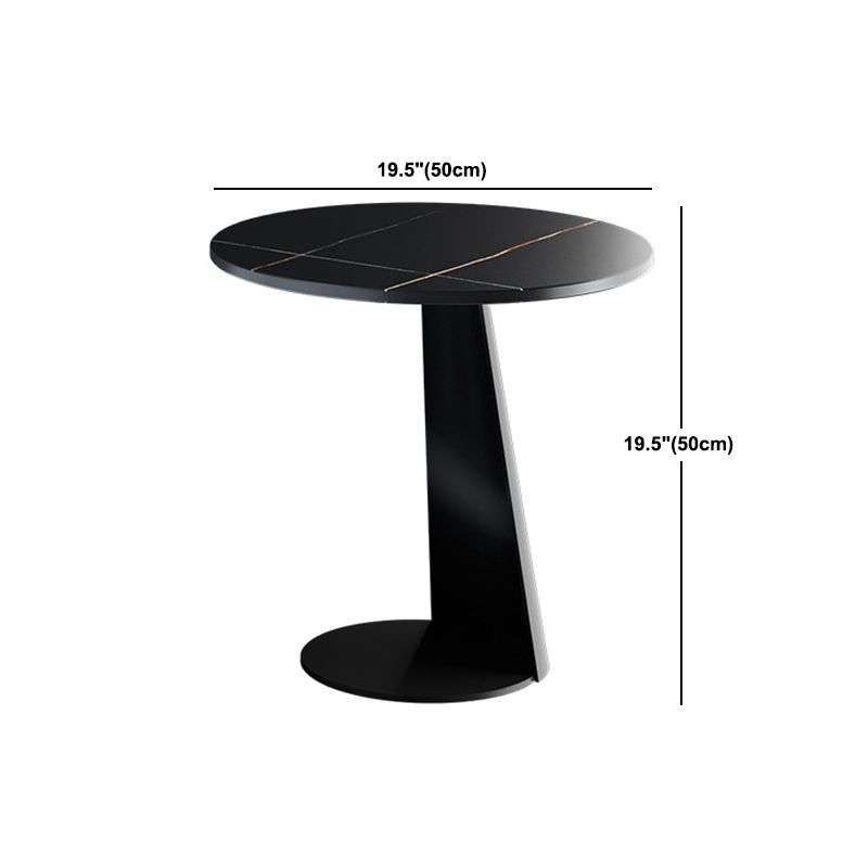 Abstract Base Design Round Slate Table Board Glam Style Metal Leg Coffee Table