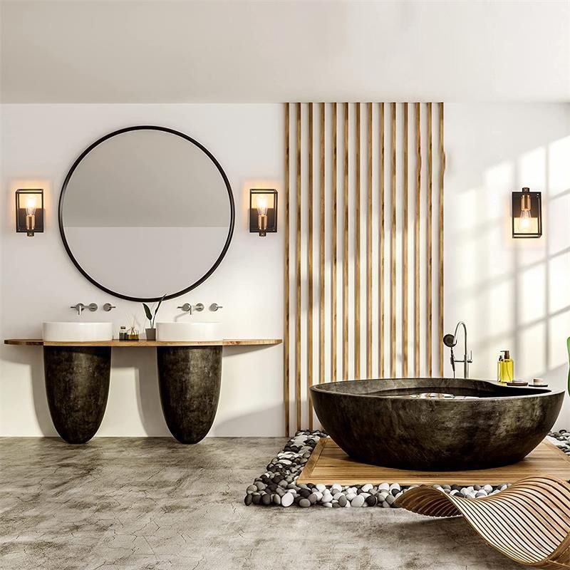 Black 1/2/3/4-Light Modern Bathroom Vanity Light Metallic Bath Bar