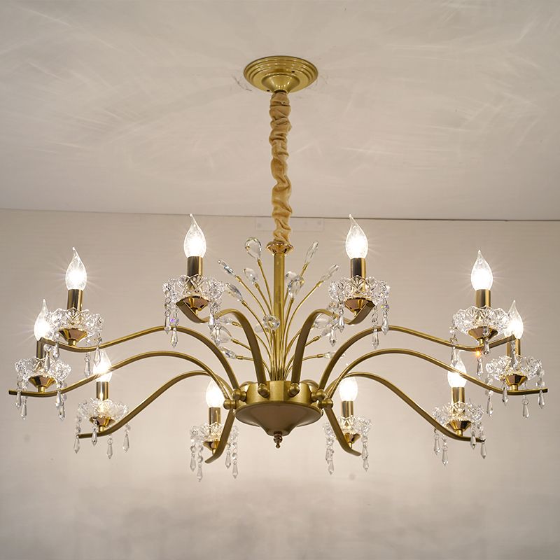 Traditional Unique Chandelier Lights Crystal Pendant Light Fixtures in Gold