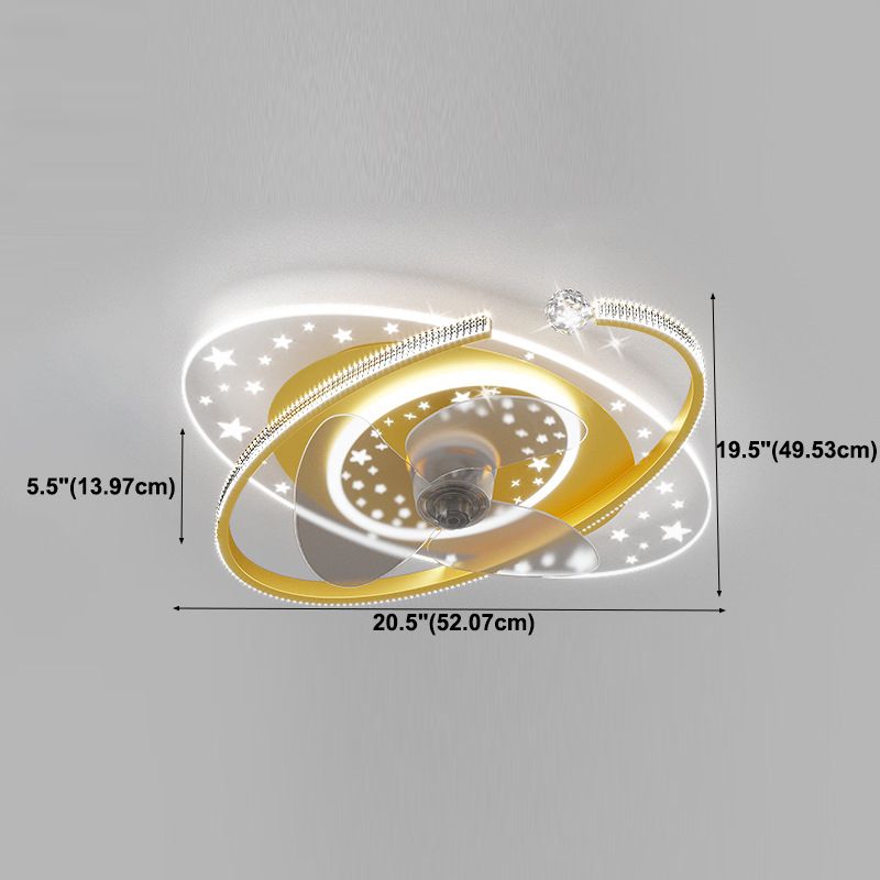 Modern Oval Ceiling Fan Light Metal 1 Light LED Ceiling Fan for Children's Room