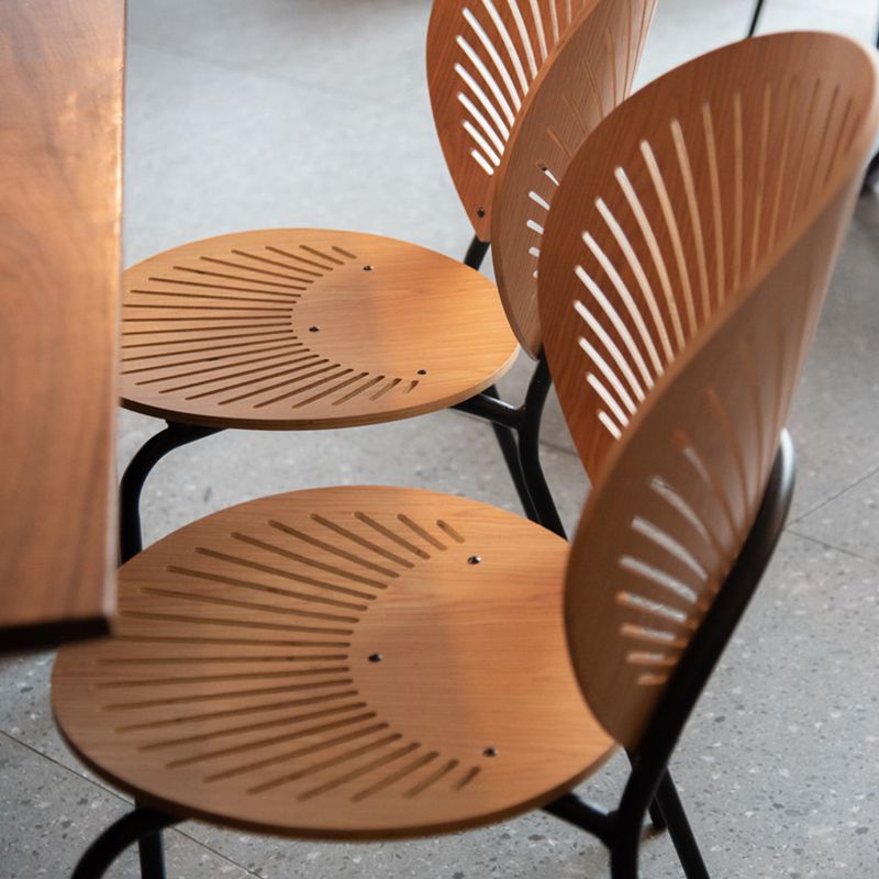 Metal Base Dining Chairs Industrial Style Open Back Armless Chair