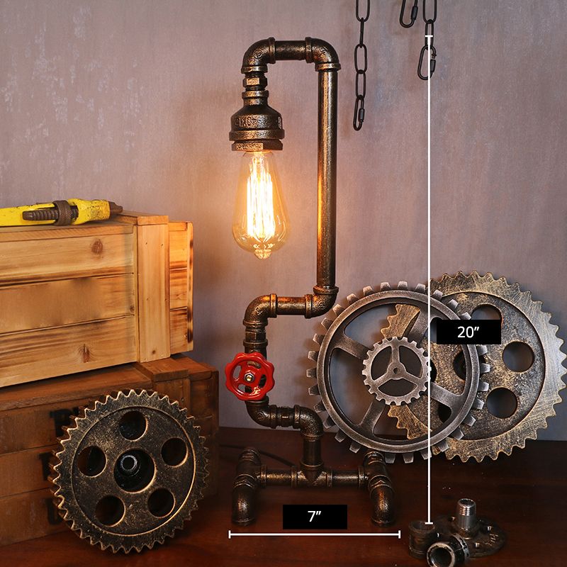 Mesa de bronce de metal con tubo de agua ligera creativa de estilo steampunk lámpara de noche de estilo steampunk