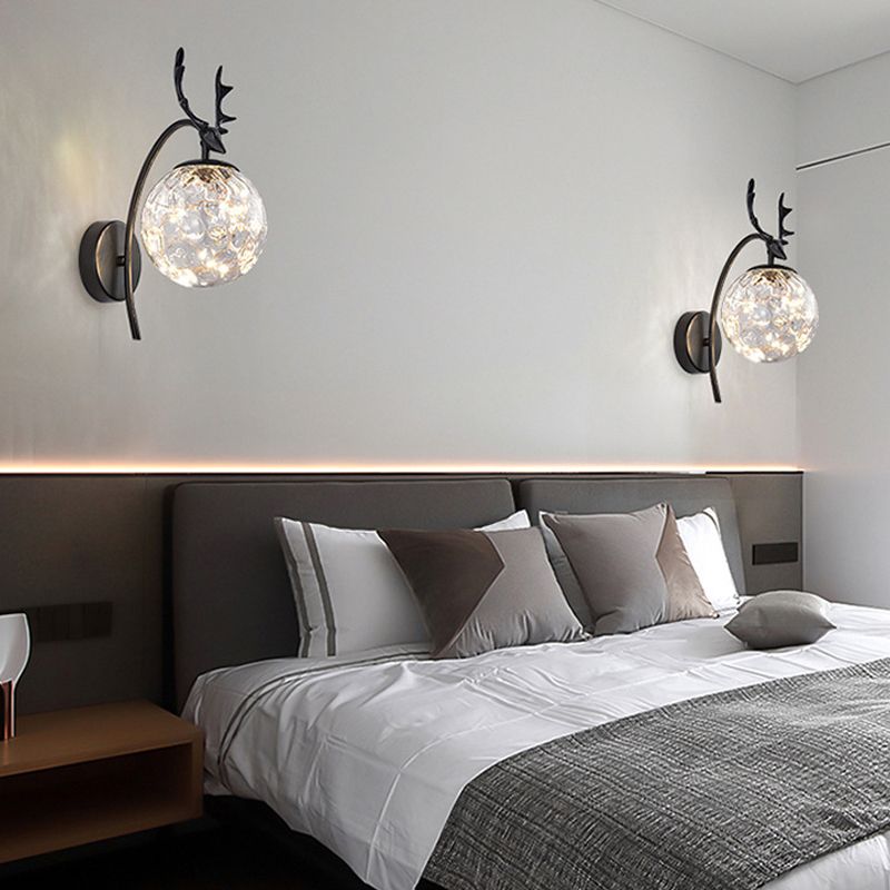 1 Light Spherical Wall Sconce Modern Style Glass Wall Lighting for Restaurant