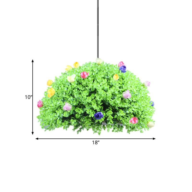 1-leichter gewölbter Hanglamp-Kit Factory Green Metallic Suspension Lighting mit künstlichem Blumen-Deko