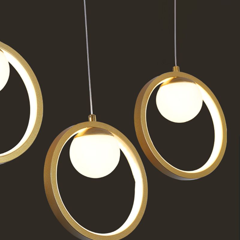 Contemporánea LED PIEL PIELLA Luz de la isla Black Circle Light con sombra de metal