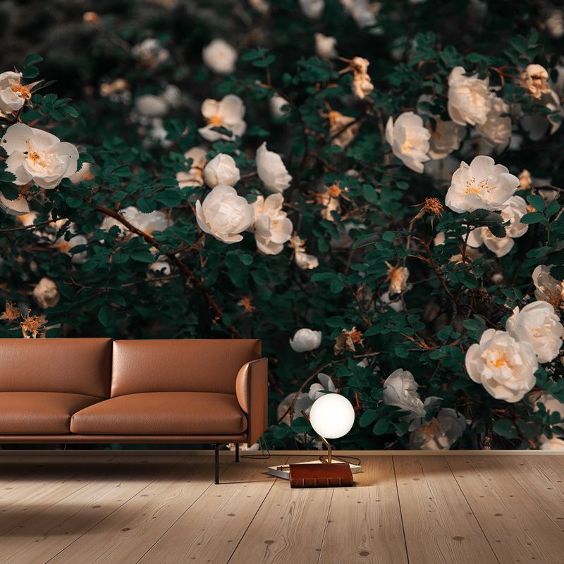 Elegant Blooming Flower Contemporary Mural Wallpaper for Girl's Bedroom