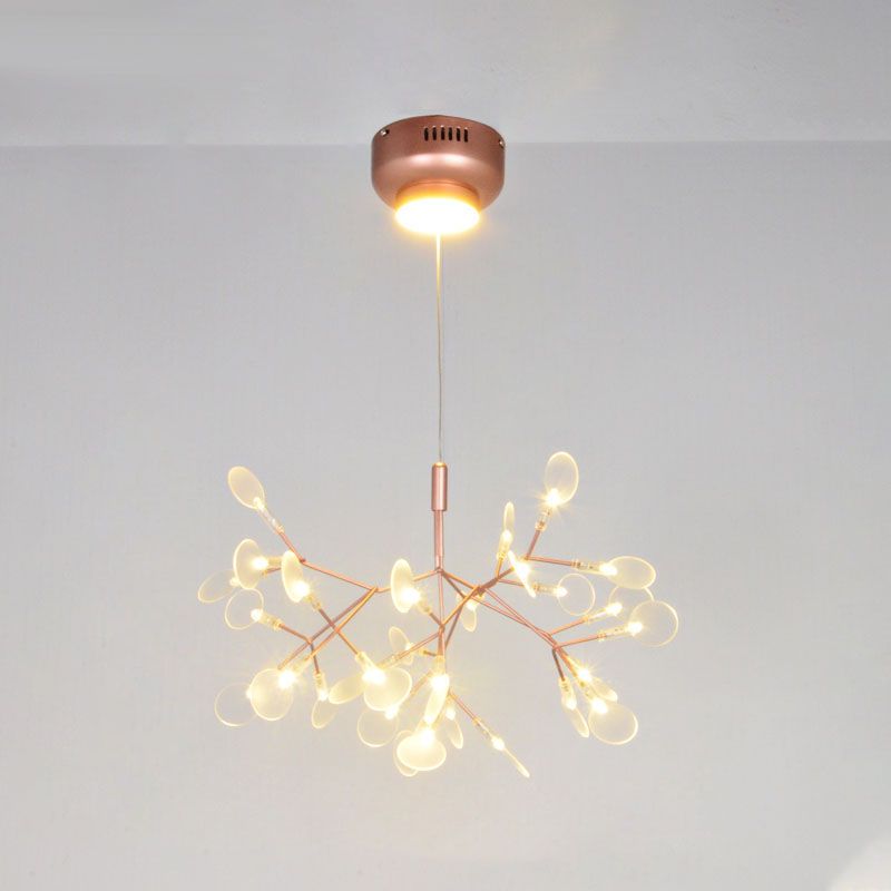 Glowworm Chandelier Light Fixtures Modern Multi-Head Hanging Pendant Lights with Acrylic Shade