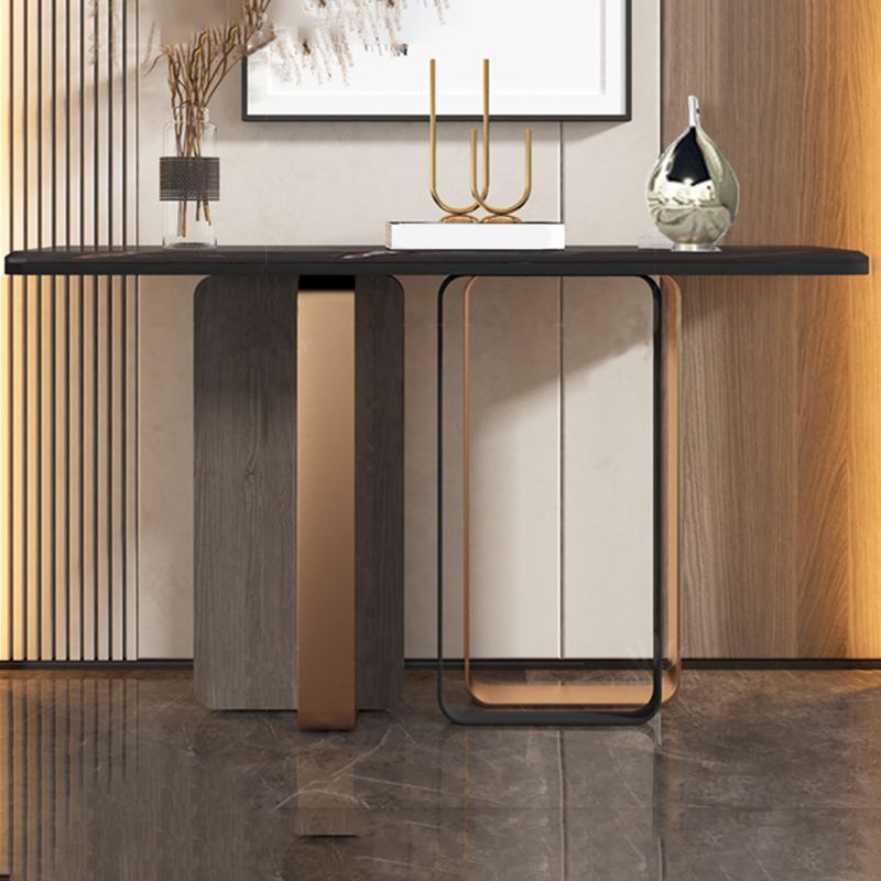 Glam Rectangle Console Sofa Table White Marble Console Table with Legs
