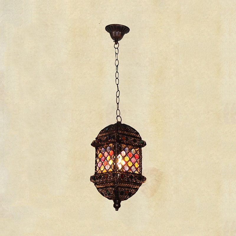 14 "/17" de alto 1 bulbo Luz de colgante Bohemio Bronce Metal Fixture para sala de estar