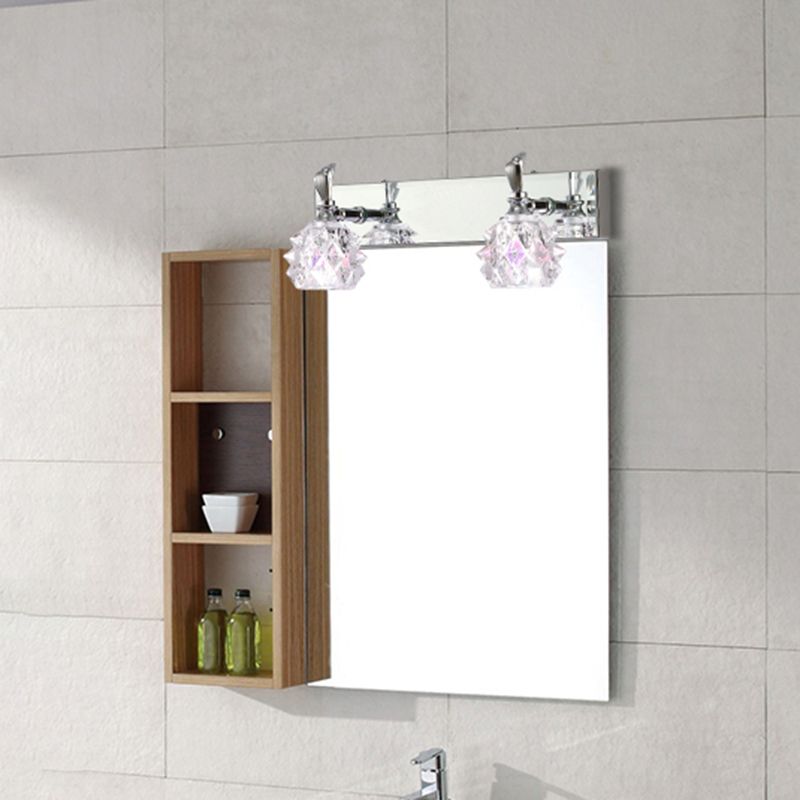 1 / 2 / 3 / 4 - Light Chrome Bath Lighting Glass Shade Adjustable Bath Sconce